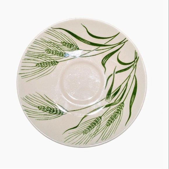 Two Vintage Homer Laughlin USA Wheat Americana Saucers Green and Cream 6 1/4 in - Picture 2 of 5